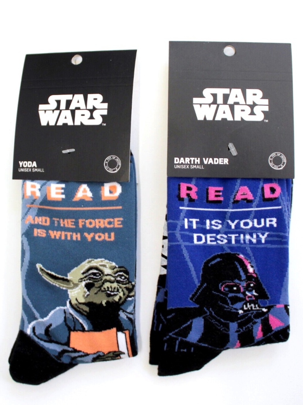 Star Wars Yoda & Darth Vader "READ" Socks Set Size S Unisex NEW
